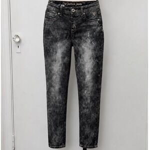 Justice Girls Size 12 Reg Acid‎ Wash Simply Low Skinny Jeans Black Gray Denim